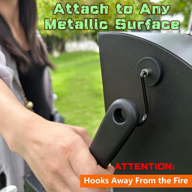 UNUSFIRE Smoker Grill Hooks 4 Pack Heavy Duty,Non-Slip Magnetic Hook for Grill Utensils,Strong Magnetic Hooks for Traeger Blackstone Pit Boss Camp Chef Z Grills BBQ Grill Accessories - Image 5